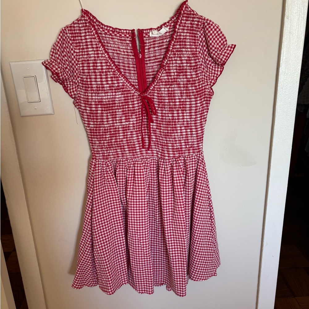 Red Gingham Romper Dress
